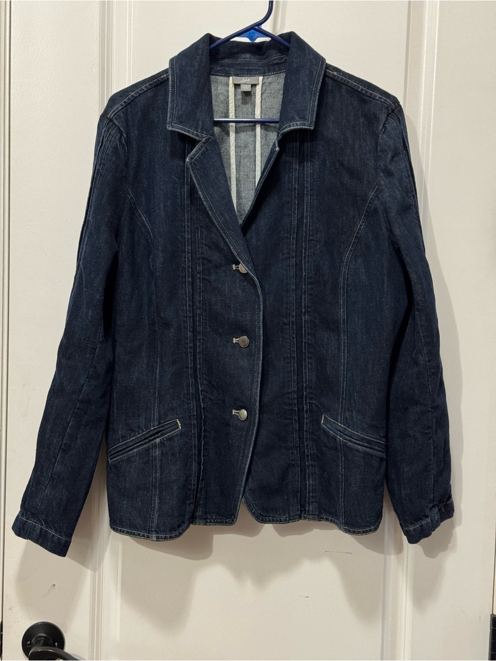 J. Jill Dark Blue Denim Jacket Blazer Pit 23”